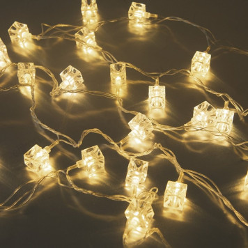 Гирлянда светодиодная Кубики, SE-CUBE-440WW, 220В, 4м, 40LED, теплый белый, прозр шнур 3м, Funray