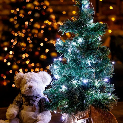 Гирлянда светодиодная Нить, SE-STRING-550W, 5м, 50 LED, холодный белый, 3*АА, серебр. шнур 0,3м, Fun-3