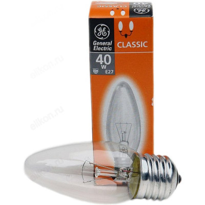 Лампа накаливания E27 40W GENERAL ELECTRIC свеча