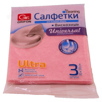 Салфетка 30*38 3шт вискоза GRIFON