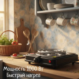 Плита Happy Panda HP-02BK 1000Вт 132мм 1конф/спир черн