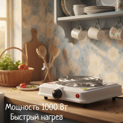 Плита Happy Panda HP-02W 1000Вт 1конф/спир бел