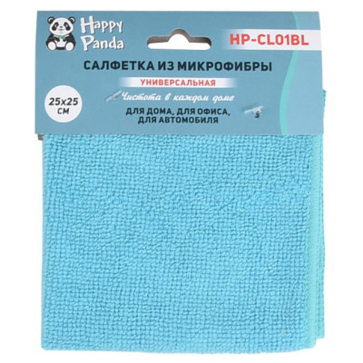 Салфетка микрофибра, 25*25см, бирюзов. HAPPY PANDA HP-CL01BL-2