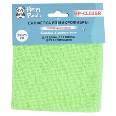 Салфетка микрофибра, 25*25см, зелен. HAPPY PANDA HP-CL02GR-2