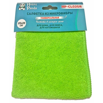 Салфетка микрофибра, 25*25см, зелен. HAPPY PANDA HP-CL02GR