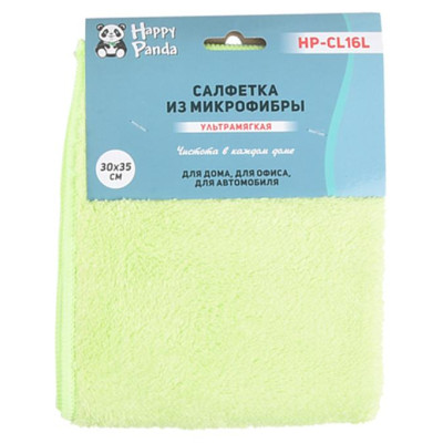 Салфетка ультрамягкая, микрофибра, 30*35см, лимон. HAPPY PANDA HP-CL16L-2