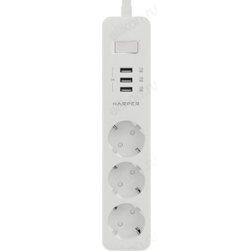 Удлинитель с USB зарядкой HARPER UCH-325 3гн+3USB, 3м. White-1