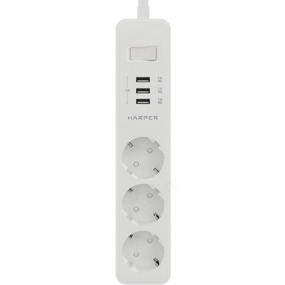 Удлинитель с USB зарядкой HARPER UCH-325 3гн+3USB, 3м. White-1