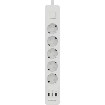 Удлинитель с USB зарядкой HARPER UCH-560 5гн+3USB, 3м. White-2
