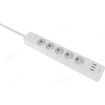 Удлинитель с USB зарядкой HARPER UCH-560 5гн+3USB, 3м. White