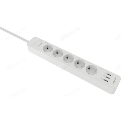 Удлинитель с USB зарядкой HARPER UCH-560 5гн+3USB, 3м. White