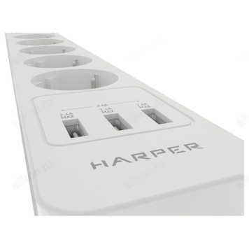 Удлинитель с USB зарядкой HARPER UCH-560 5гн+3USB, 3м. White-5