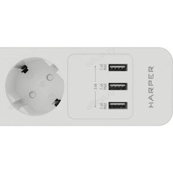 Удлинитель с USB зарядкой HARPER UCH-560 5гн+3USB, 3м. White-9