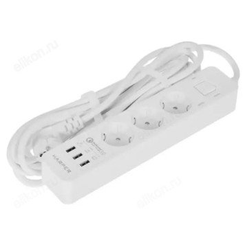Удлинитель с USB зарядкой HARPER UCH-420 White
