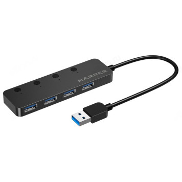 Концентратор USB HARPER HUB-04MB black