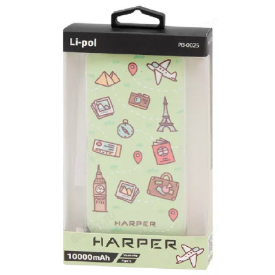 Power Bank HARPER PB-0025, 10 000 мАч, travel-5