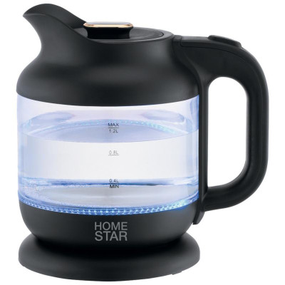 Чайник стеклянный HOMESTAR HS-1056 (107840) 1,2л черный