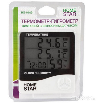 Термометр-гигрометр цифровой с выносным датчиком (104304) HOMESTAR HS-0109-1