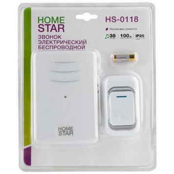 Звонок электрический беспроводной (105593) HOMESTAR HS-0118-3