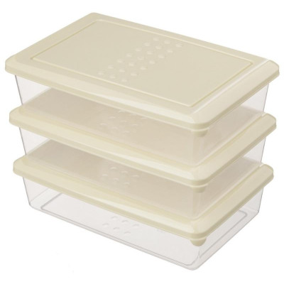 Набор контейнеров для продуктов 'Asti' прямоугольные 3шт (0.75л) светло-бежевый IDI LAND 221100725/01-1