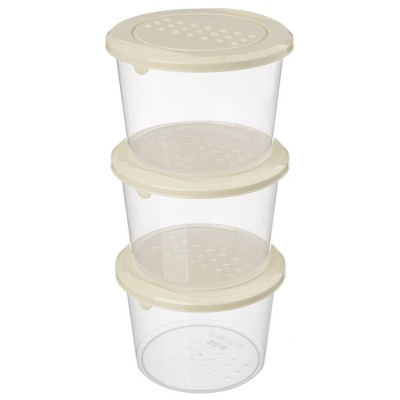 Набор контейнеров для продуктов 'Asti' круглые 0.8л х 3шт светло-бежевый IDI LAND 221101625/01-5