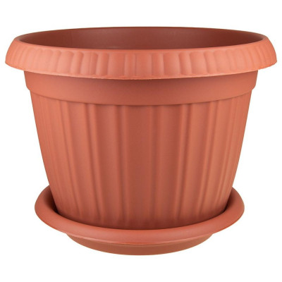 Горшок для цветов 'Basil' D420мм, 24.6л с поддоном (терракотовый) IDI LAND 221601932/01-1