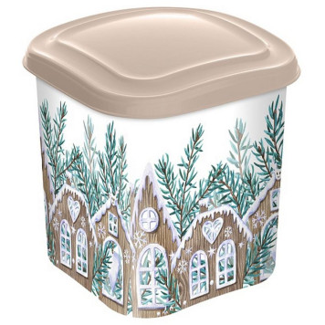 Емкость для сыпучих продуктов 1.8л с декором (бежевый) IDI LAND 222106727/03