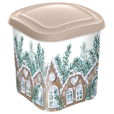 Емкость для сыпучих продуктов 1.8л с декором (бежевый) IDI LAND 222106727/03