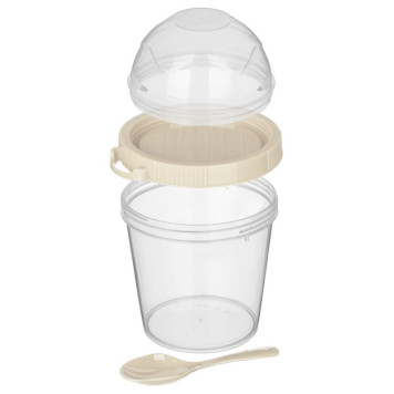 Контейнер 'IZI-GO' для завтрака 450мл с ложкой (светло-бежевый) IDI LAND 222124125/01-2