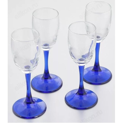 Набор бокалов IMPERIAL BLUE 4шт*60мл синие ножки 440043BBM