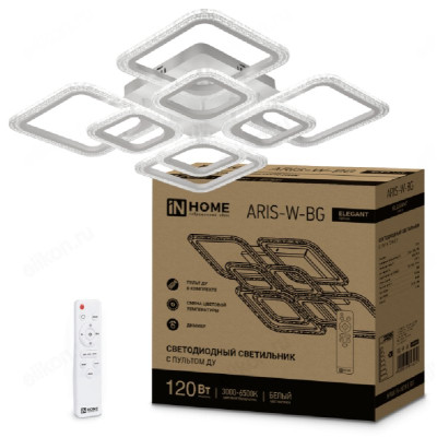 Светильник светодиодный ELEGANT ARIS-W-BG 120Вт 230В 3000-6500K 8400Лм с пультом ДУ IN HOME