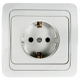 Розетка одинарная с заземлением CLASSICO белая 2028 IN HOME