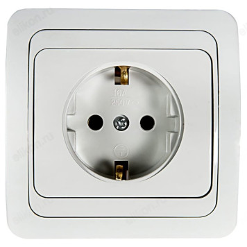 Розетка одинарная с заземлением CLASSICO белая 2028 IN HOME