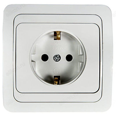 Розетка одинарная с заземлением CLASSICO белая 2028 IN HOME