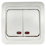 Выключатель двухклавишный с подсветкой IN HOME 2123 CLASSICO, белый