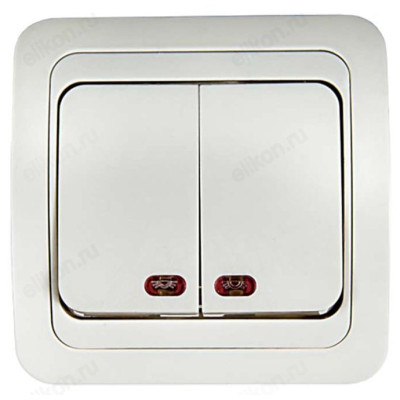 Выключатель двухклавишный с подсветкой IN HOME 2123 CLASSICO, белый