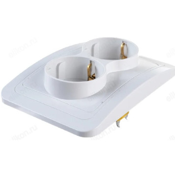 Розетка двойная с заземлением CLASSICO белая 2128 IN HOME-2