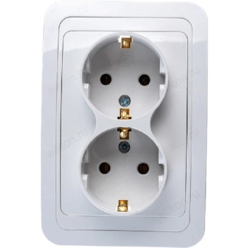 Розетка двойная с заземлением CLASSICO белая 2128 IN HOME