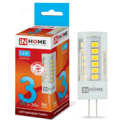 Лампа светодиодная LED G4 JC VC 3W 12V 4000K 260Лм IN HOME