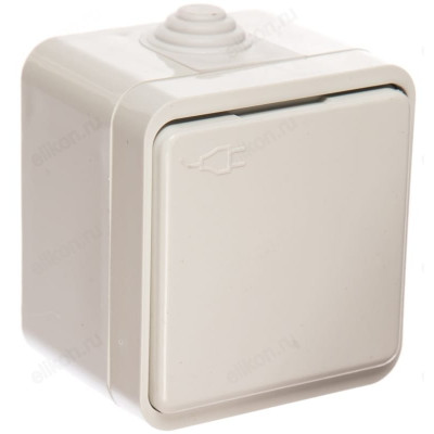 Розетка одинарная с заземлением с крышкой AQUA белая полугерметичная 3112 IN HOME