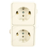 Розетка двойная с заземлением со шторкой AQUA белая полугерметичная 3123 IN HOME