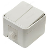 Выключатель двухклавишный IN HOME 3200 AQUA белый полугерметичный