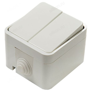 Выключатель двухклавишный IN HOME 3200 AQUA белый полугерметичный