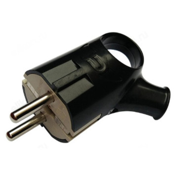 Вилка угловая с ушком c/з 16А 4220 IN HOME черная