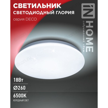 Светильник светодиодный DECO 18Вт ГЛОРИЯ IN HOME-1