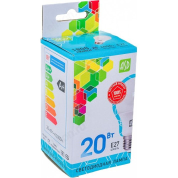 Лампа светодиодная LED E27 A60 20W 4К 230V Лм ASD/INHOME-1