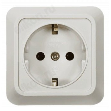 Розетка одинарная с заземлением BOLLETO белая накладная 7028 IN HOME-1