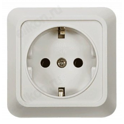 Розетка одинарная с заземлением BOLLETO белая накладная 7028 IN HOME-1