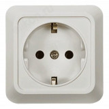 Розетка одинарная с заземлением BOLLETO белая накладная 7028 IN HOME