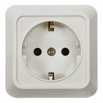 Розетка одинарная с заземлением BOLLETO белая накладная 7028 IN HOME